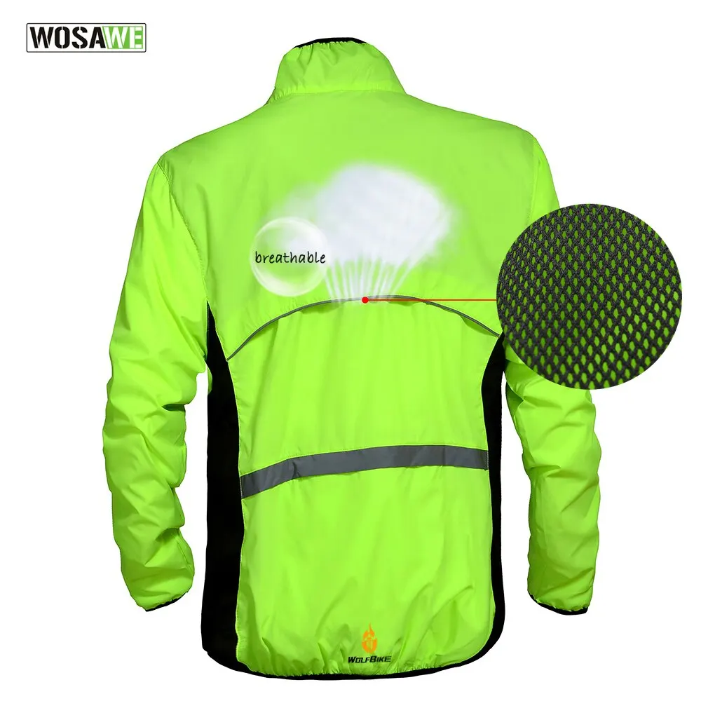 WOLFBIKE Windproof Cycling Jacket Jersey Vest Wind Coat Windbreaker Jacket Outdoor Sportswear Reflective Water Repellent