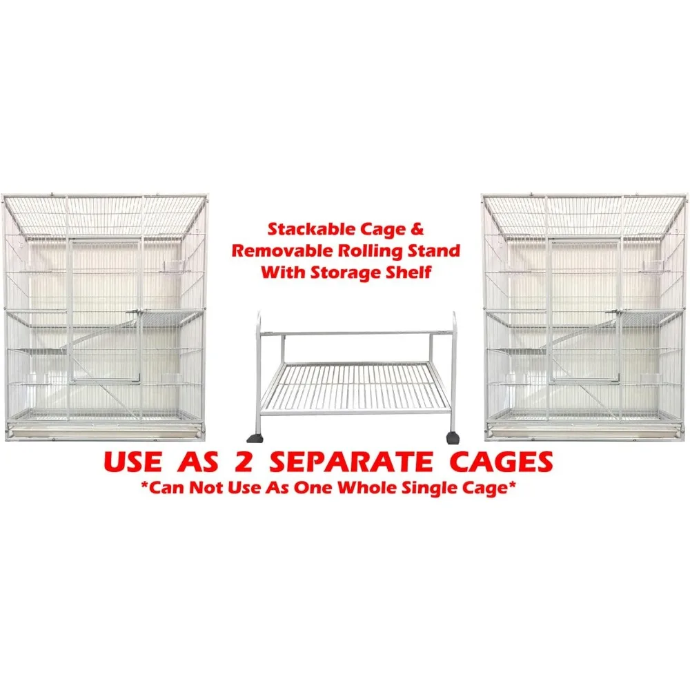 76" Extra Large Double Stackable Wrought Iron Breeding Bird Flight Parrot Cockatiel Conure Breeder Separate Cages Nesting Box Do
