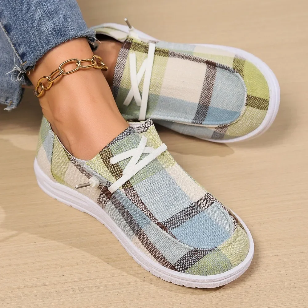 Woman Canvas Flats Light Weight Slip-on Flat Sneakers Ladies Summer Breathable Cloth Loafers Design Espadrilles  Luxury Shoes