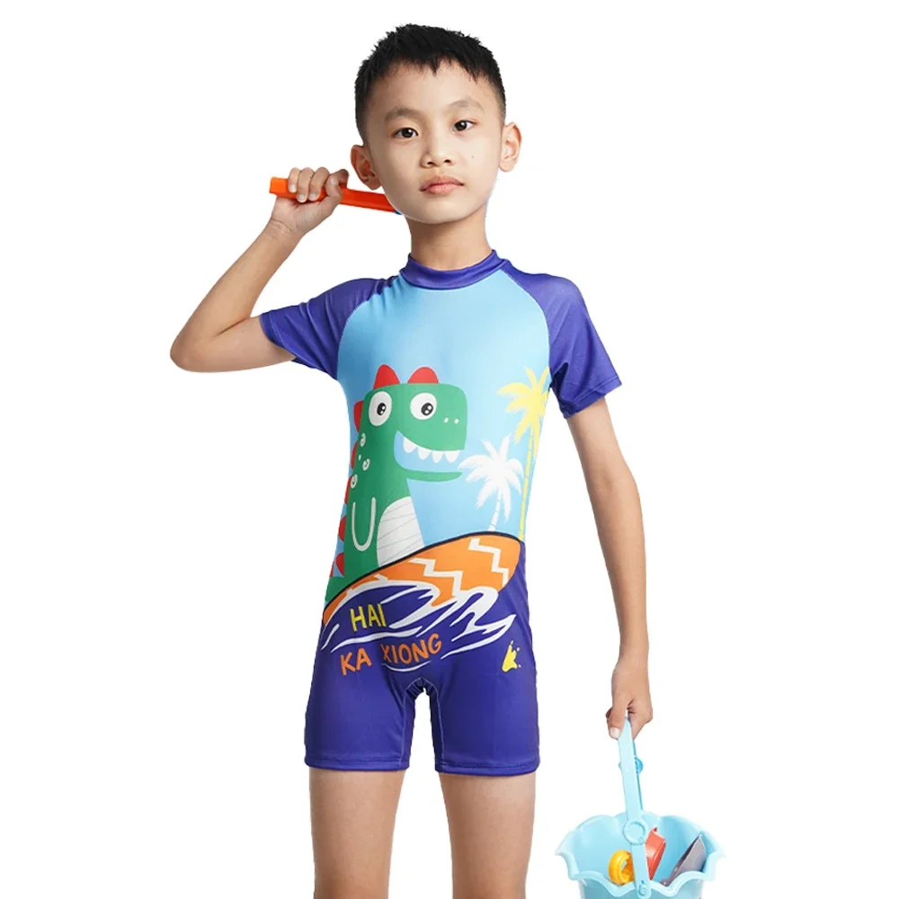 2024 Fashion Cute Cartoon Swimwear Boys New Children One-piece suit Kids Swimsuits Protection Light Breathable Swimming Costume