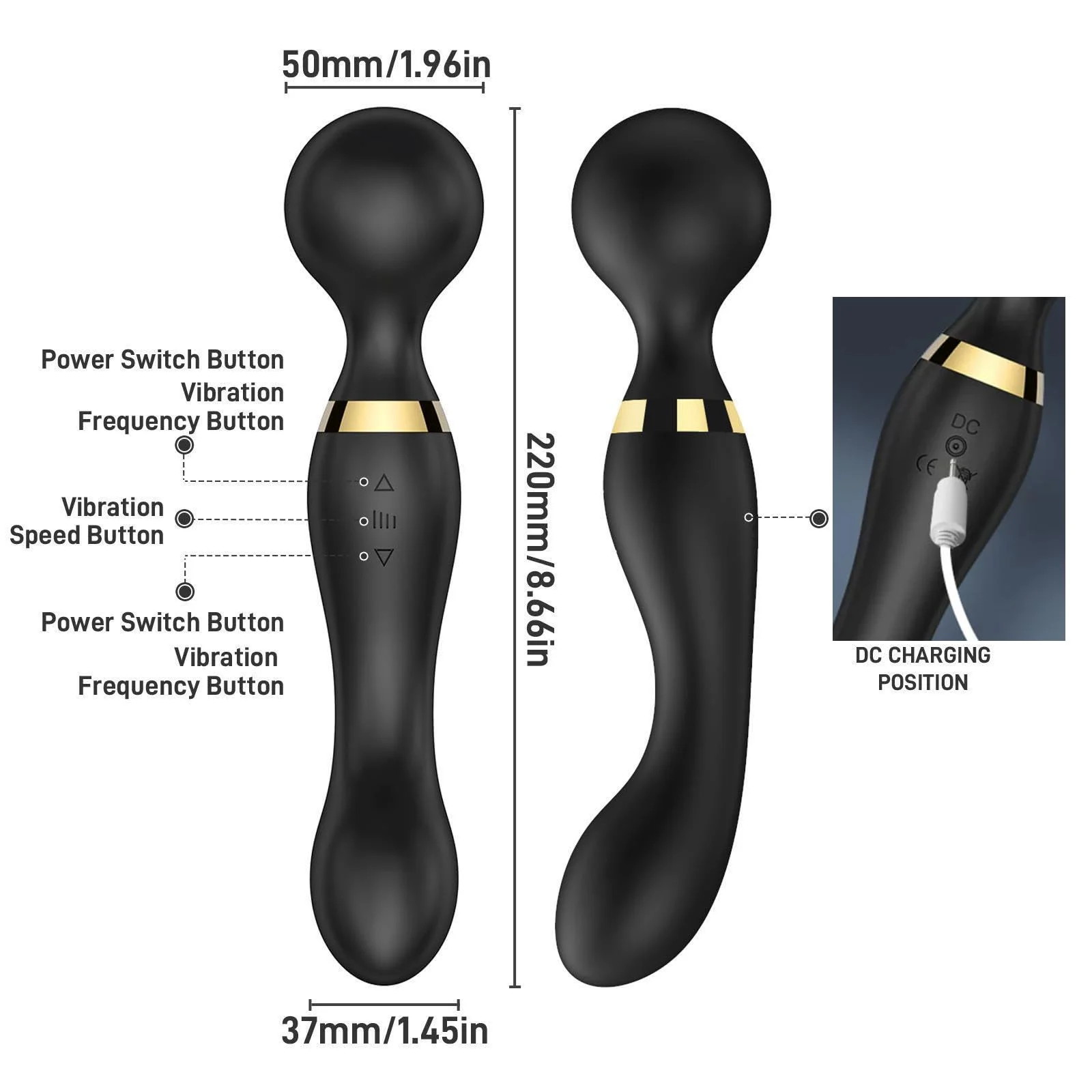 Vibrator Wand,Adult Sex Toy Wand, G Spot Dildo, Clit Vibrator, Sex Vibrators,Clitoris Stimulation,with 8 Speeds & 20 Patterns, F image 2