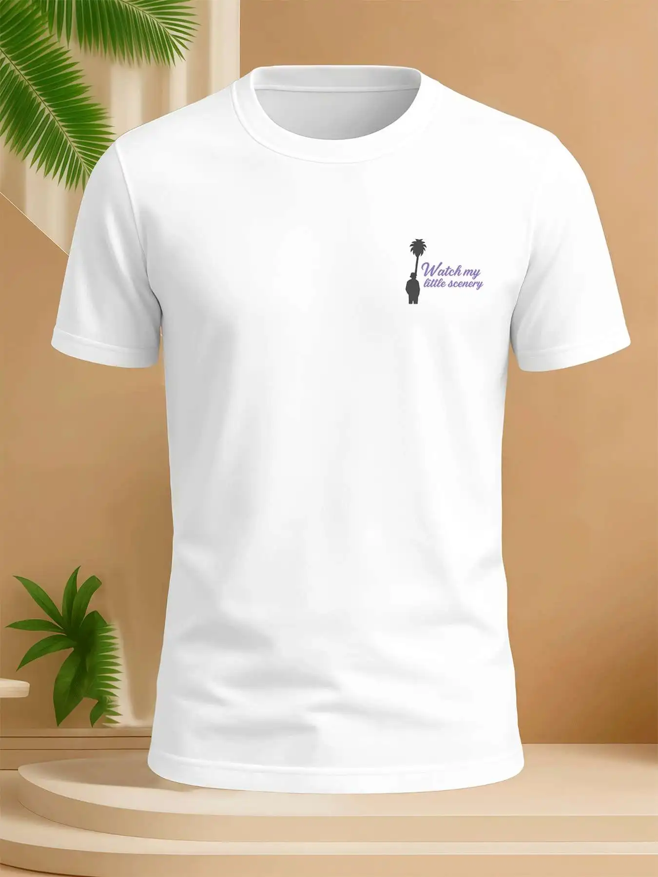 

Palm Tree Silhouette Tee Fashion Print T-Shirt Men's 220g New Summer Sports Fashion Printed Pure Cotton Short-Sleeved T-Shirt