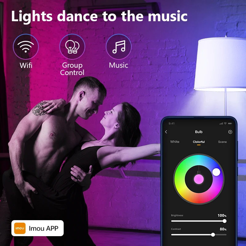 IMOU Tuya Matter WiFi Lampadina intelligente Dimmerabile Luce a Led 16 milioni di colori RGB E27 Lampada a candela Controllo vocale Alexa Google Home