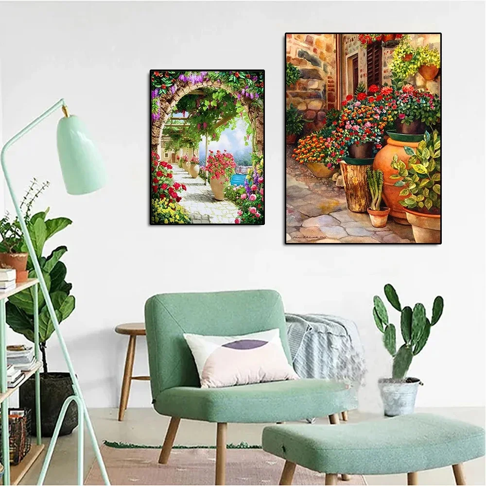 5D DIY Diamond Painting Landscape Forest Art Pictures Full Round Diamond Embroidery Cross Stitch Kit Home Decoration Gift