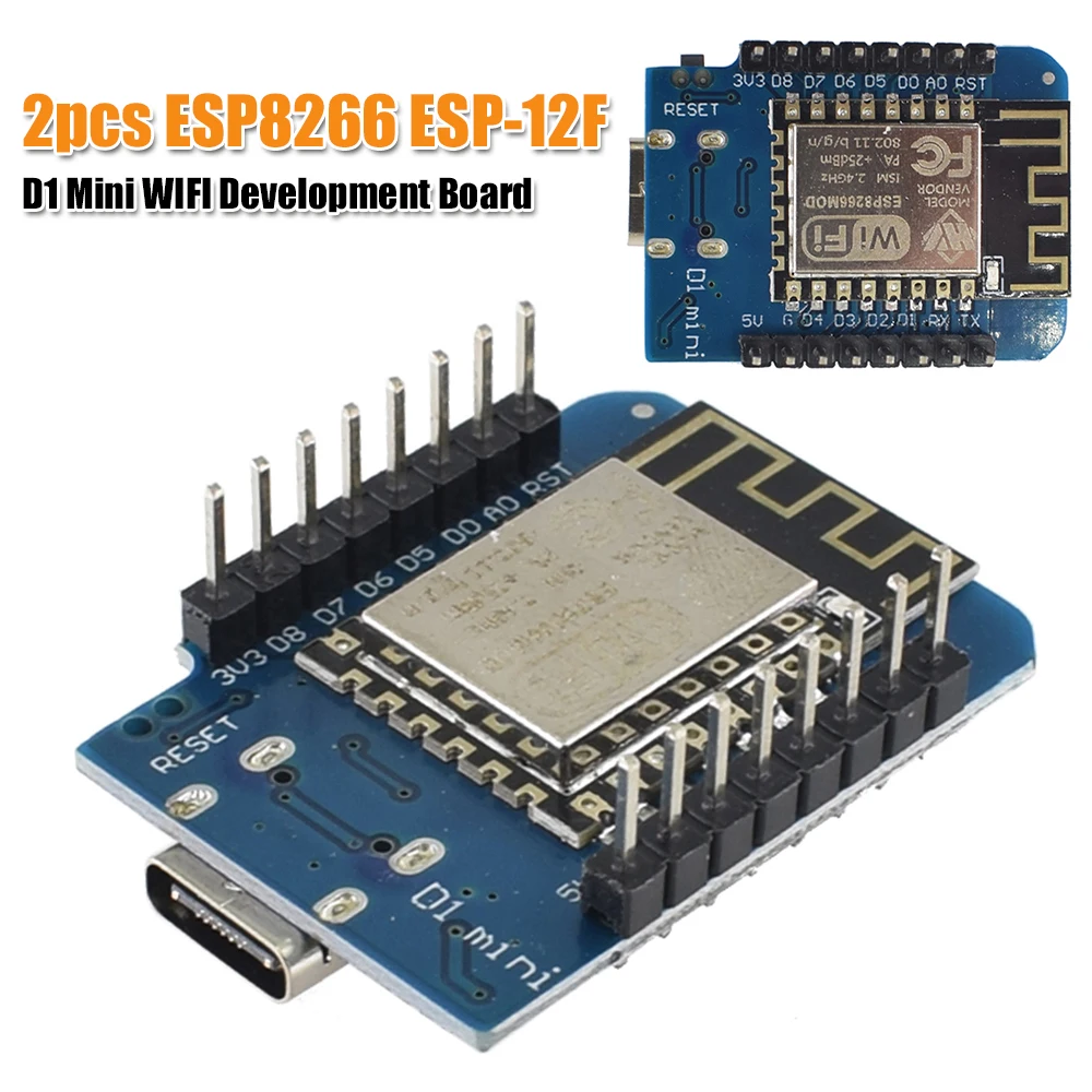 

2pcs ESP8266 ESP-12F D1 Mini WIFI Development Board Type-C CH340 NodeMCU Lua WLAN WiFi Internet for Arduino IDE for IoT Projects