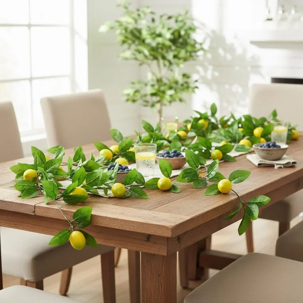 Lemon Vine Faux Plant for Air Conditioning Pipe Decoration 230cm Natural Look Vine for Indoor Door Window and Wall Styling