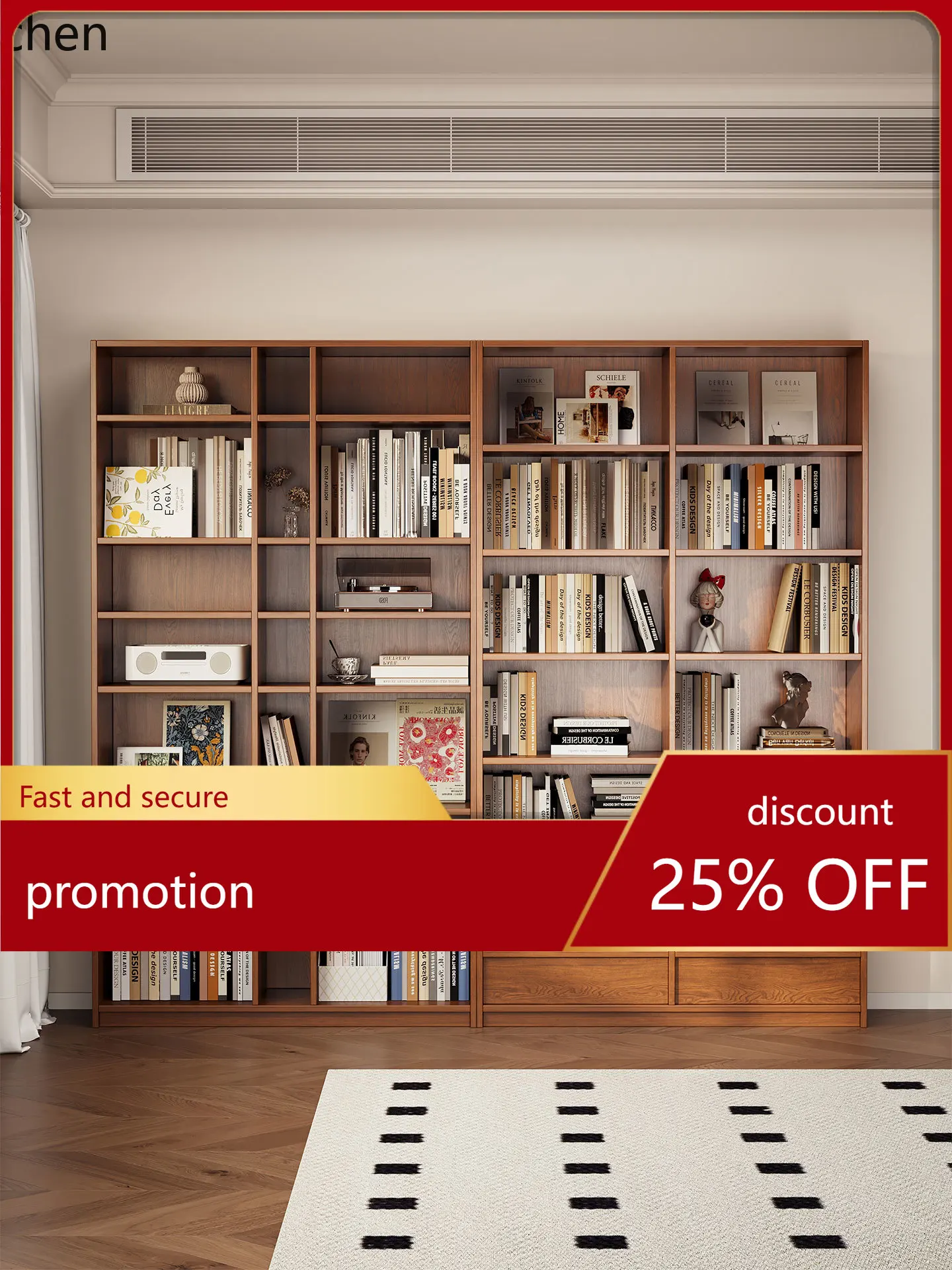 HT Bookcase Display Cabinet Floor-standing Storage Rack Magazine Combination Unit Grid Cabinet