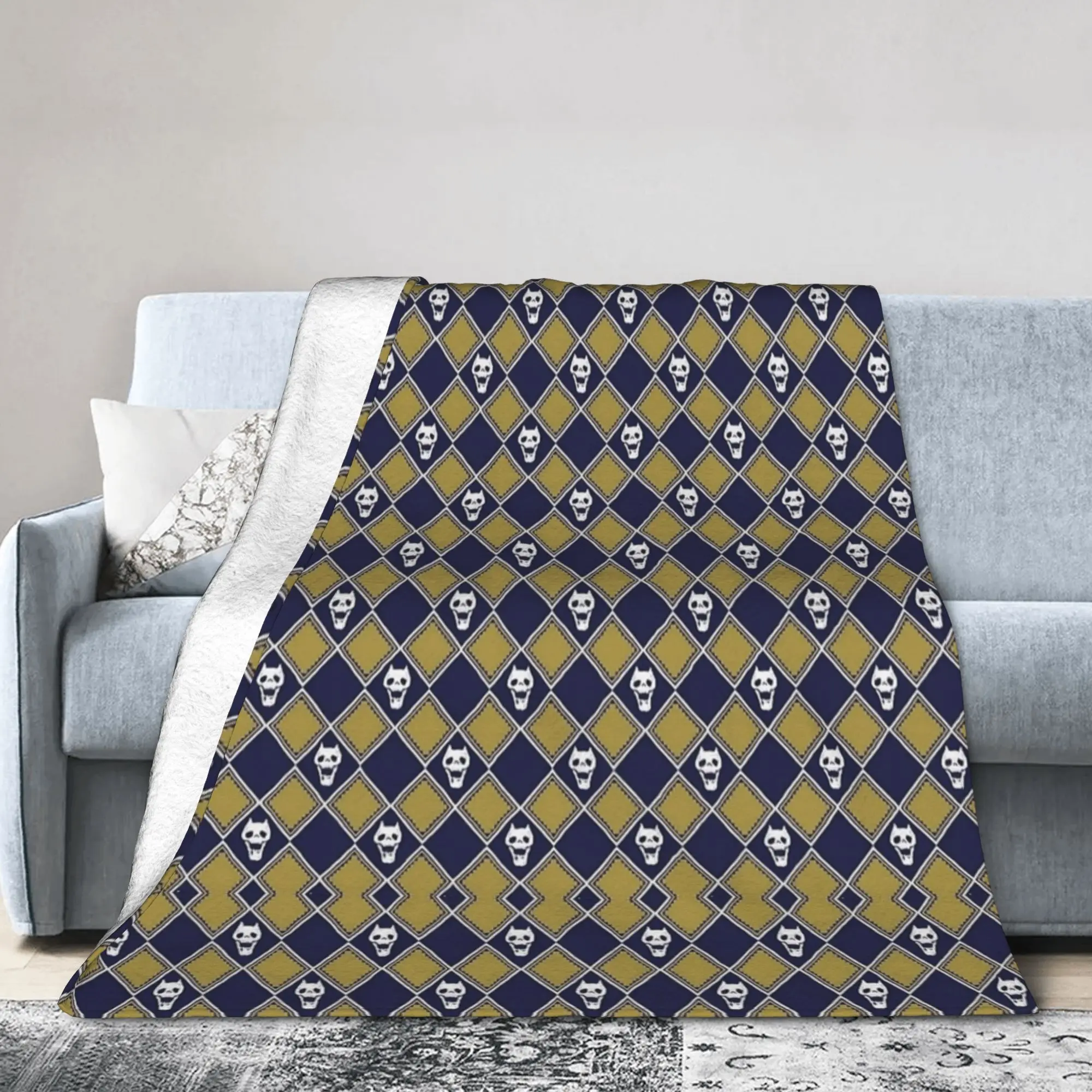 J-JoJos Bizarre Adventure Flannel Blanket  Japanese Anime Novelty Throw Blanket for  Sofa Bedding Lounge 150*125cm Bedspreads,