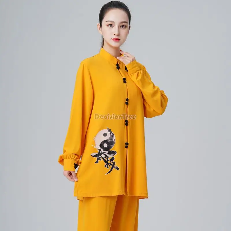 2023 spring summer tai chi women men cotton linen chinese style tai chi martial performance training competition costume set w50