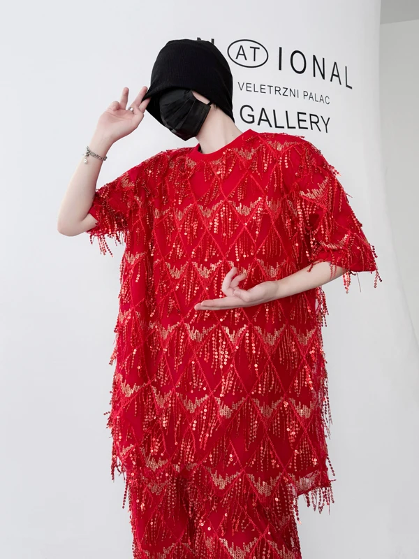 メンズ＆レディース オルト・スヴェ・ティアート ステージパフォーマンス衣装 グリッターフリンジ ブライトコットンポリエステル ロースル・スヴェ...