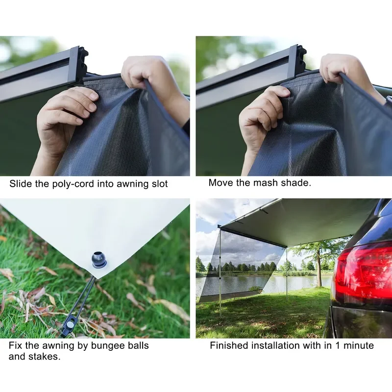 2.5M-4M Caravan End Privacy Wall for Camper Awning UV Blocker Sun Shade Screen for SUV RV Car Awning
