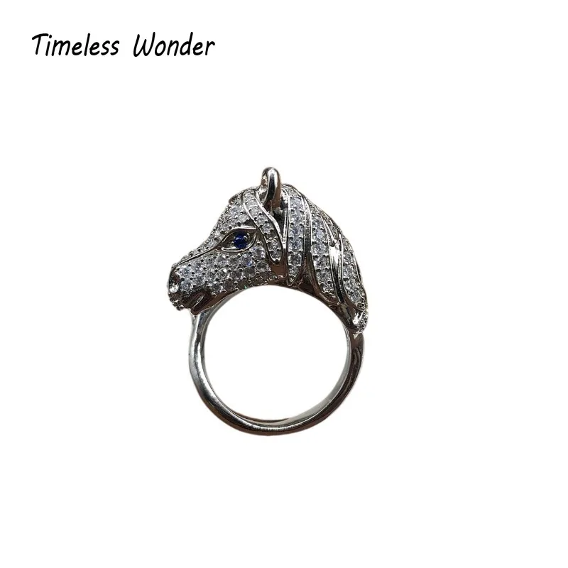 

Timeless Wonder Fancy Zircon Horse Cocktail Rings for Women Designer Jewelry Goth Top Party Trendy Gift Rare Luxury Runway 6448