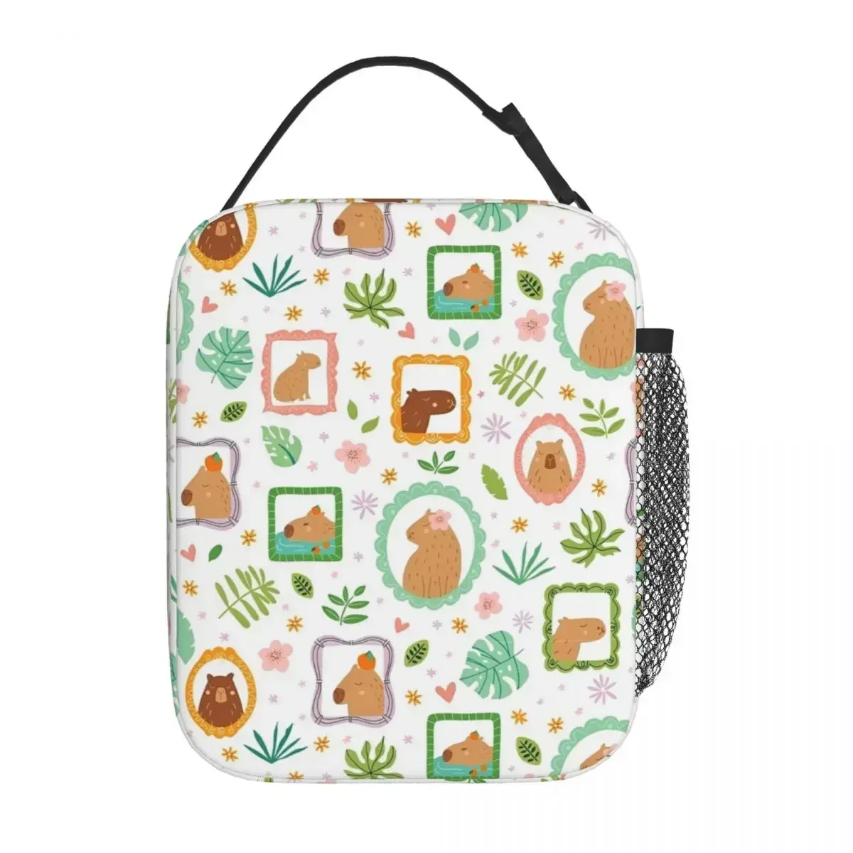 Kawaii Capybara Cartoon Cute Insulated Lunch Bags Thermal Meal Container Large Tote Lunch Box Food Handbags School Outdoor