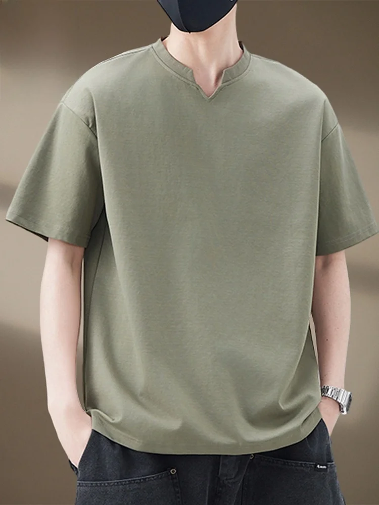 

Мужская футболка с V-образным вырезом и коротким рукавом, повседневная, дышащая, свободного кроя, летняя, спортивная, молодежная, модная, хлопковая.