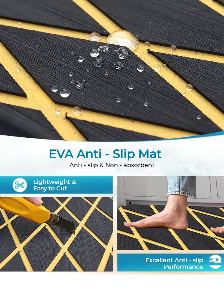 2400X450X6mm EVA Foam Boat Deck Mat Anti-Skid Self-Adhesive Yacht Diamond Shaped Anti-Fatigue Decking Sheet for Marine Use