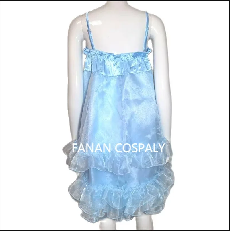 หลายสีผู้ใหญ่เด็กยักษ์สาวเซ็กซี่สีฟ้าบาง Suspender ซาติน Organza Sissy ชุดนอนชุดแม่บ้านบทบาทเล่นการปรับแต่ง