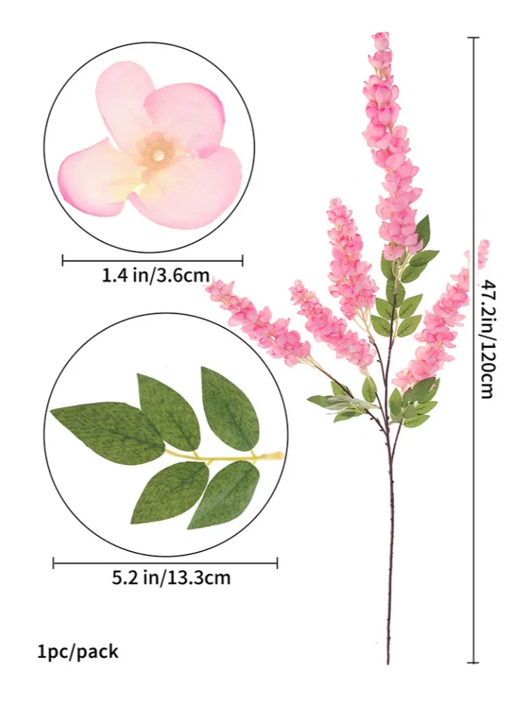 120cm 5-Zweige Künstliche Glyzinien-Girlande Seidenblumen Hängende Ranke Hochzeit Heim Außenwand Hintergrund Dekoration – Detail 4