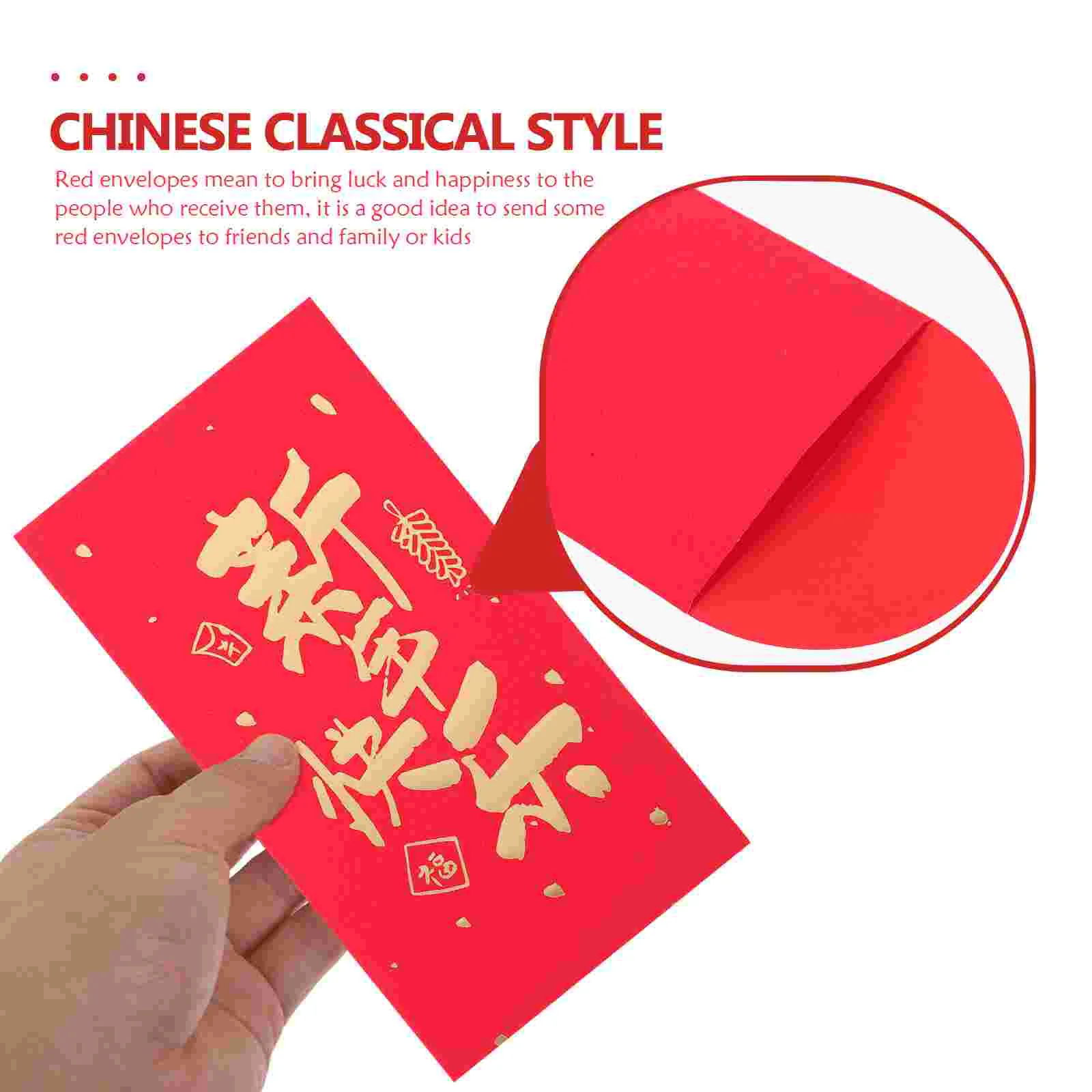 6 Pcs Thousand Yuan Red Envelopes Li Xi Paper Traditional Pocket Spring Festival