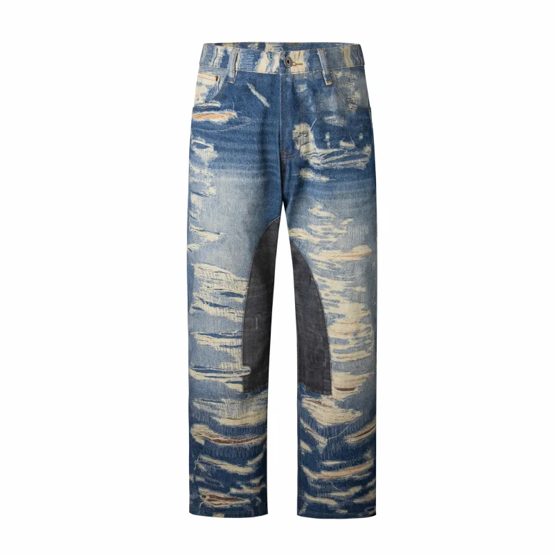 Street personality hip-hop straight wide-legged pants American high-end fashion retro nostalgia loose jeans male models