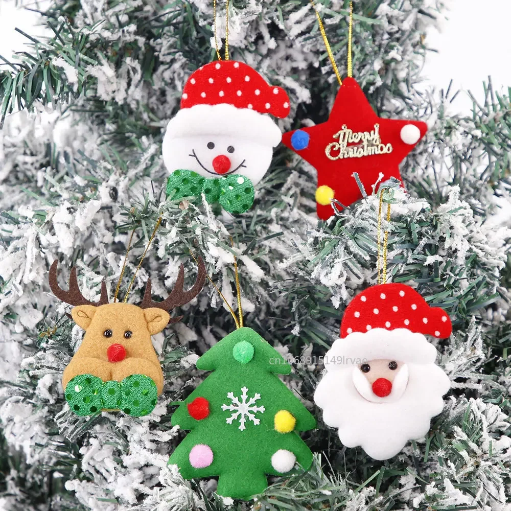 6/5pcs Christmas Pendants Snowman Xmas Tree Elk Hanging Oranment 2024 Noel Navidad Decorations for Home New Year Gift