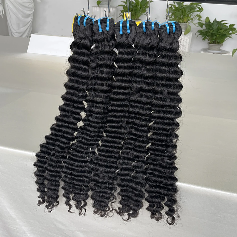 

Наращивание волос 18A Deep Wave, двойная прядь, натуральные волосы # Натуральные необработанные волосы 1B для женщин