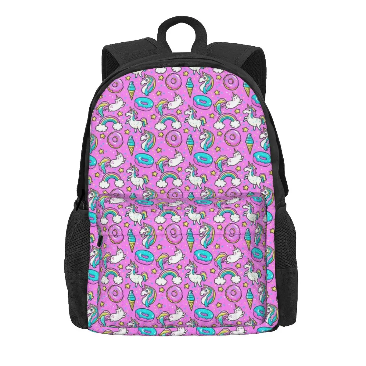 Einhorn Donut Katze Eis Regenbogen Muster Rucksäcke Bücher tasche Schult aschen Rucksack Laptop Rucksack Umhängetasche große Kapazität