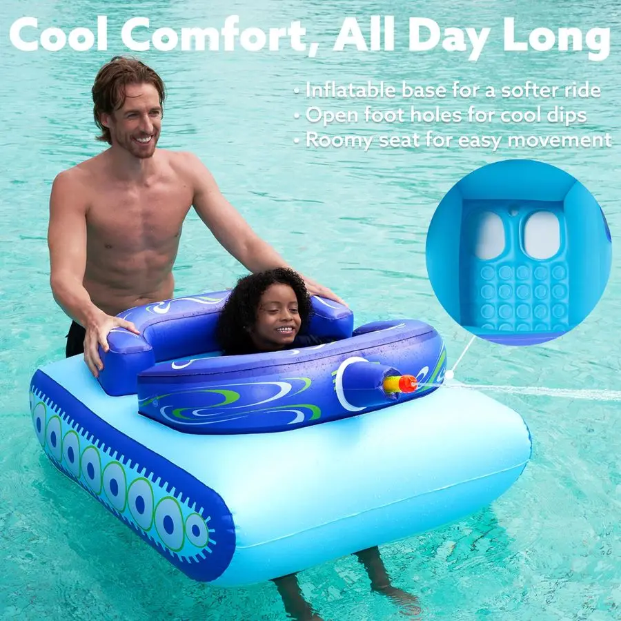 어린이용 풍선 탱크 풀 플로트, 물총이 있는 수영장 플로트, 물싸움 장난감, 여름을 위한 풍선 배틀 놀이