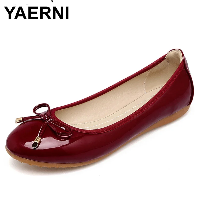 YAERNI Foldable Shoes Woman New Round Toe Women Flats Bowknot Shallow Mouth Women Shoes Spring Autumn Soft Sole E727