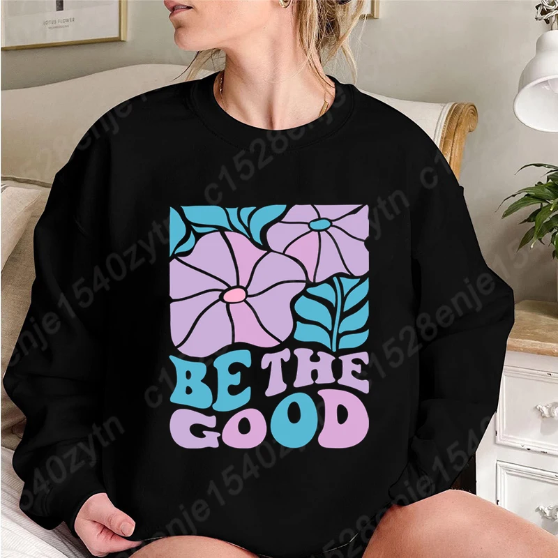 Jerséis con estampado de flores Be The Good para mujer, sudaderas informales sin capucha con cuello redondo para invierno y otoño, jerséis de Color sólido, Tops