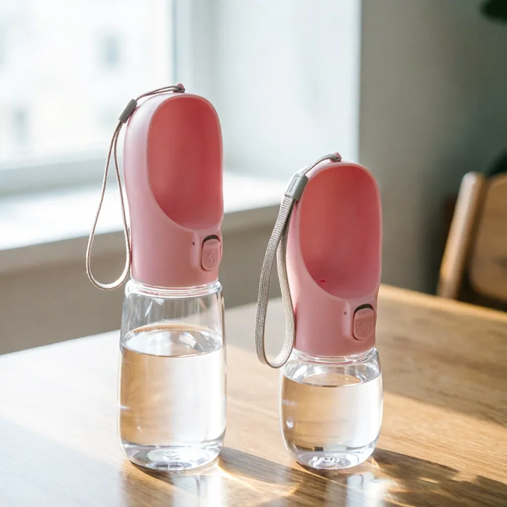 2 pcs cat and dog drinking cup portable water bottle with lanyard leak-proof puppy kitten water feeder outdoor pet products