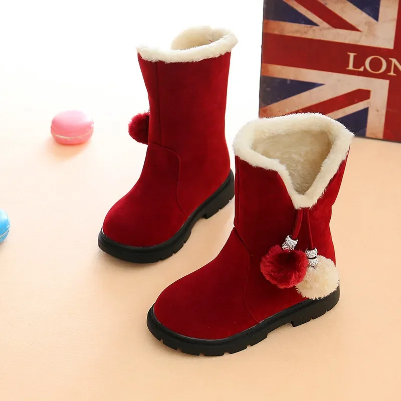 New Fashion Girls' Boots Warm Comfort Anti Slipwinter Boots for Child Thick Velvet for Kids Shoes Versatile Trendy Girls' Shoes