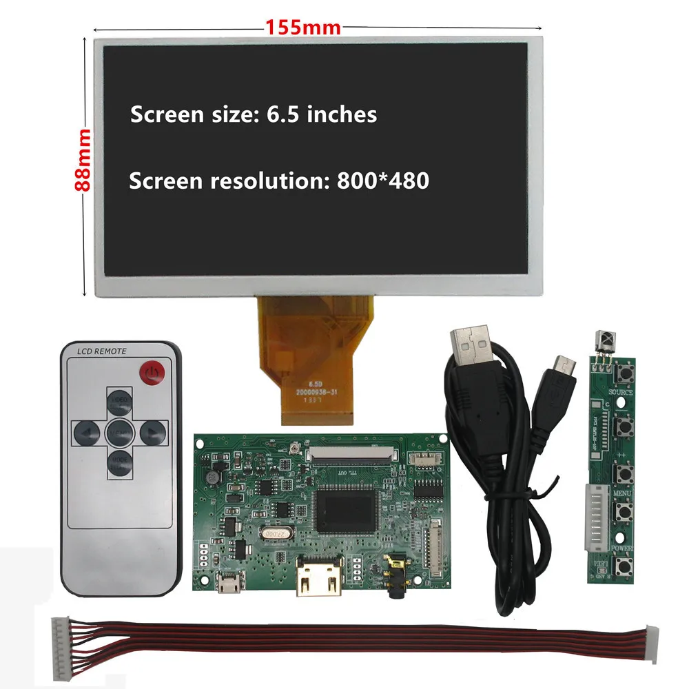 6.5 Inch AT065TN14 Multipurpose LCD Display Screen Driver Control Board Audio HDMI-Compatible Digitizer Touchscreen Monitor