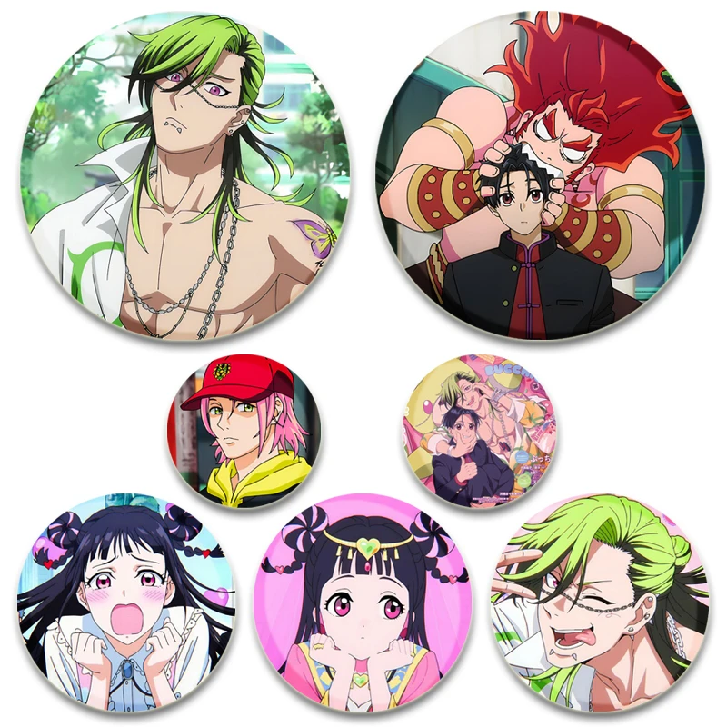 Bucchigiri Tinplate Pins Round Cartoon Brooches for Backpack Cothes Accessories Anime Collection Badge Hat Decoration Gifts