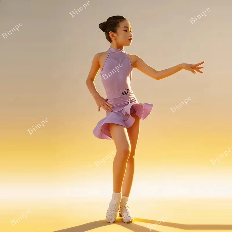 

Детский костюм для выступлений для девочек: платье для сальсы, латиноамериканских танцев, румбы, ча-ча-ча, самбы, бальных танцев, тренировочное платье для латиноамериканских танцев