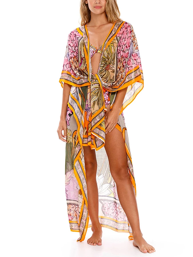 Women\'s Multi-color Floral Color Block Print Leisure Vacation Split Piece Seaside Bikini And Cover Up Beach Yarn Summer New2023