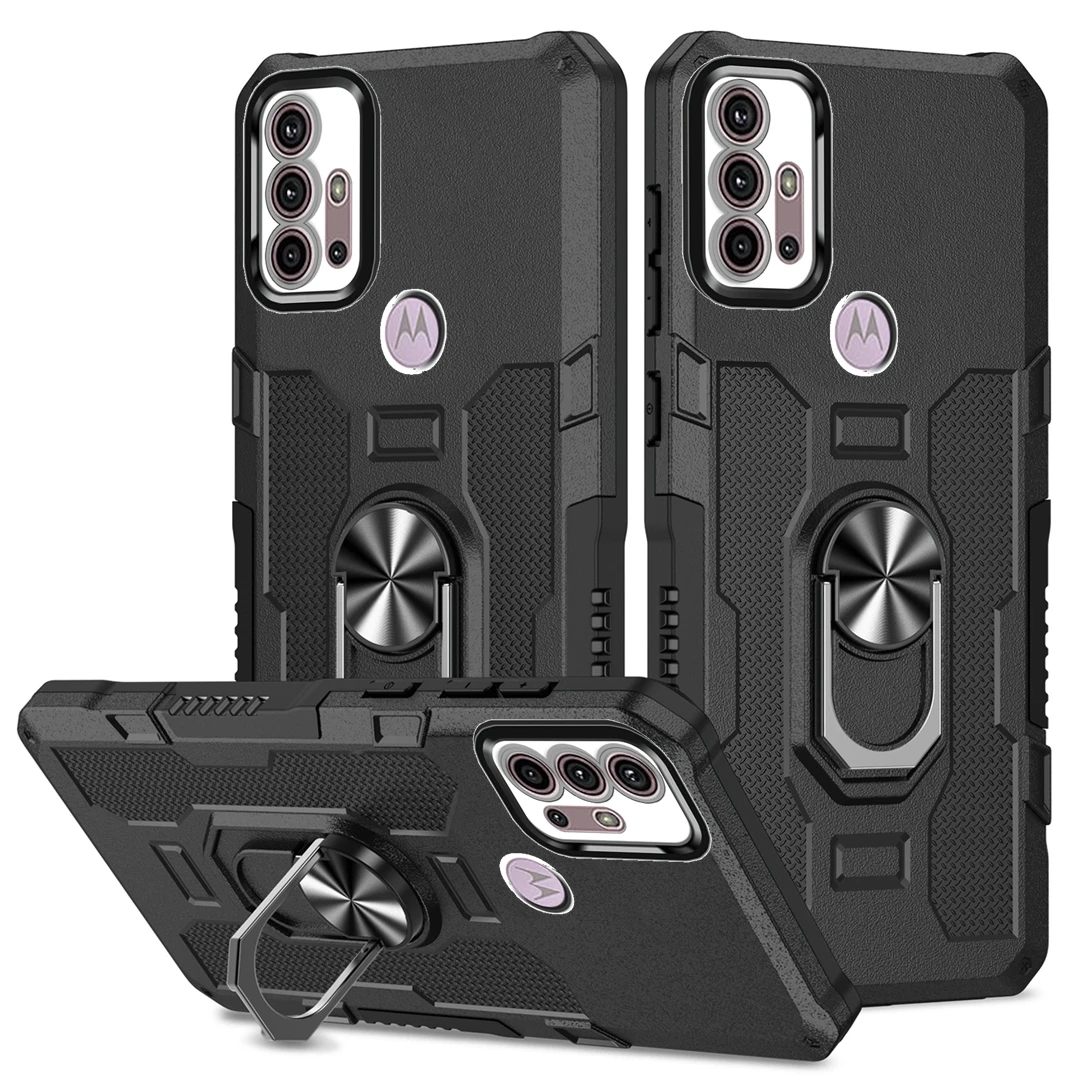 Funda para Moto G10 G20 G30 G50 G22 G24 G04 E32 E7plus G9Play G STYIUS 2021, funda con anillo de soporte magnético, funda trasera con armadura a prueba de golpes