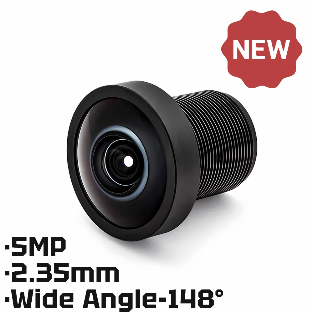 HD 5MP M12 Mount Lens 2.35mm 148° Wide Angle Aperture F2.0 Format 1/2.7
