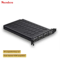 2 Channel 2060P 4K 60fps HDMI PCI Express Video Capture Grabber Card Recorder Box For OBS Vmix Wirecast live Broadcast Streaming