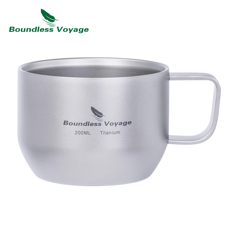 

Boundless Voyage 200ml Titanium Double Wall Mug Coffee Tea Cup Mini Espresso Cup Travel Ultralight Drinkware Ti3086D