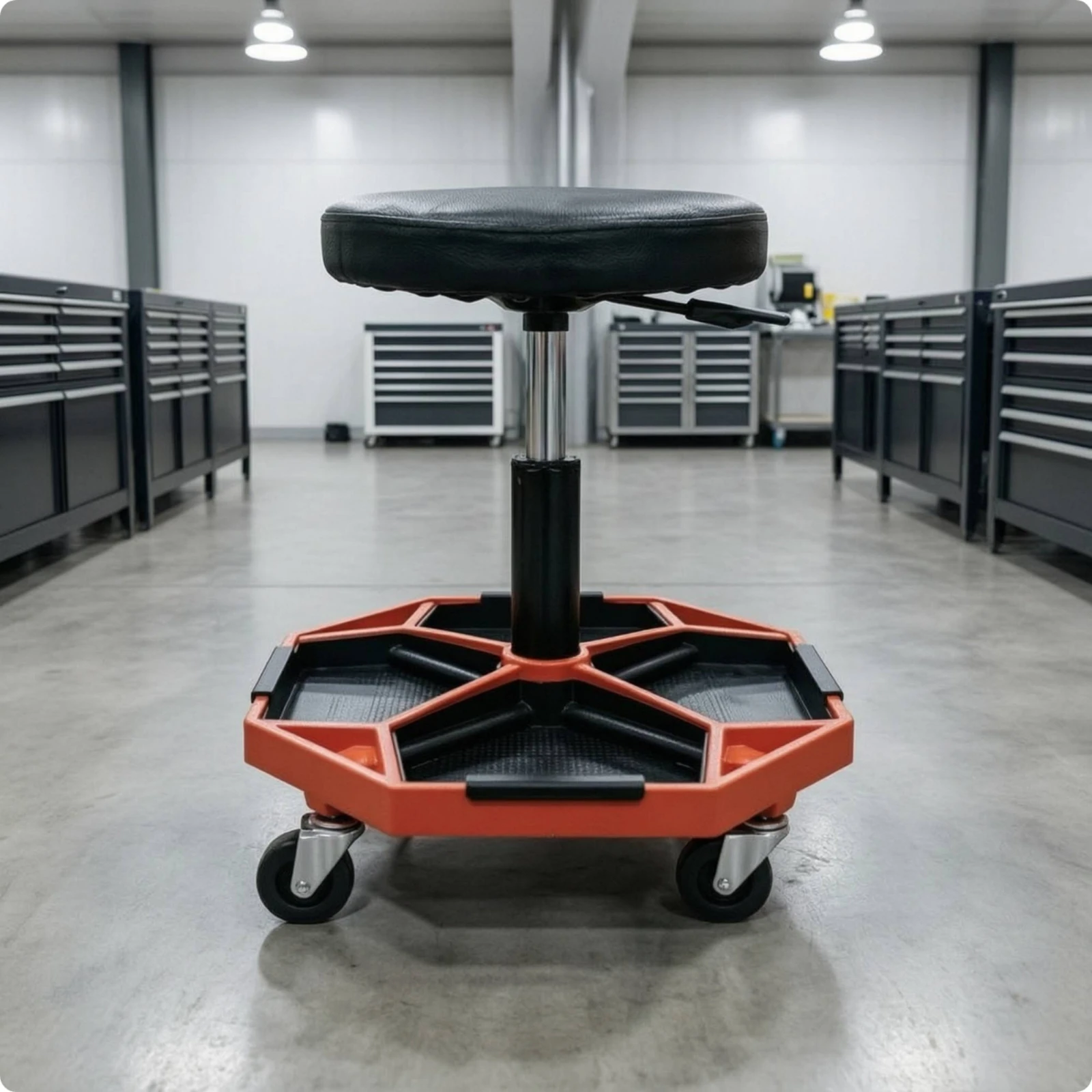 Rolling Stool with Tool Tray Padded Roller Seat with Tool Tray Rolling Mechanic Stool Cushioned Long-Lasting for Mechanics