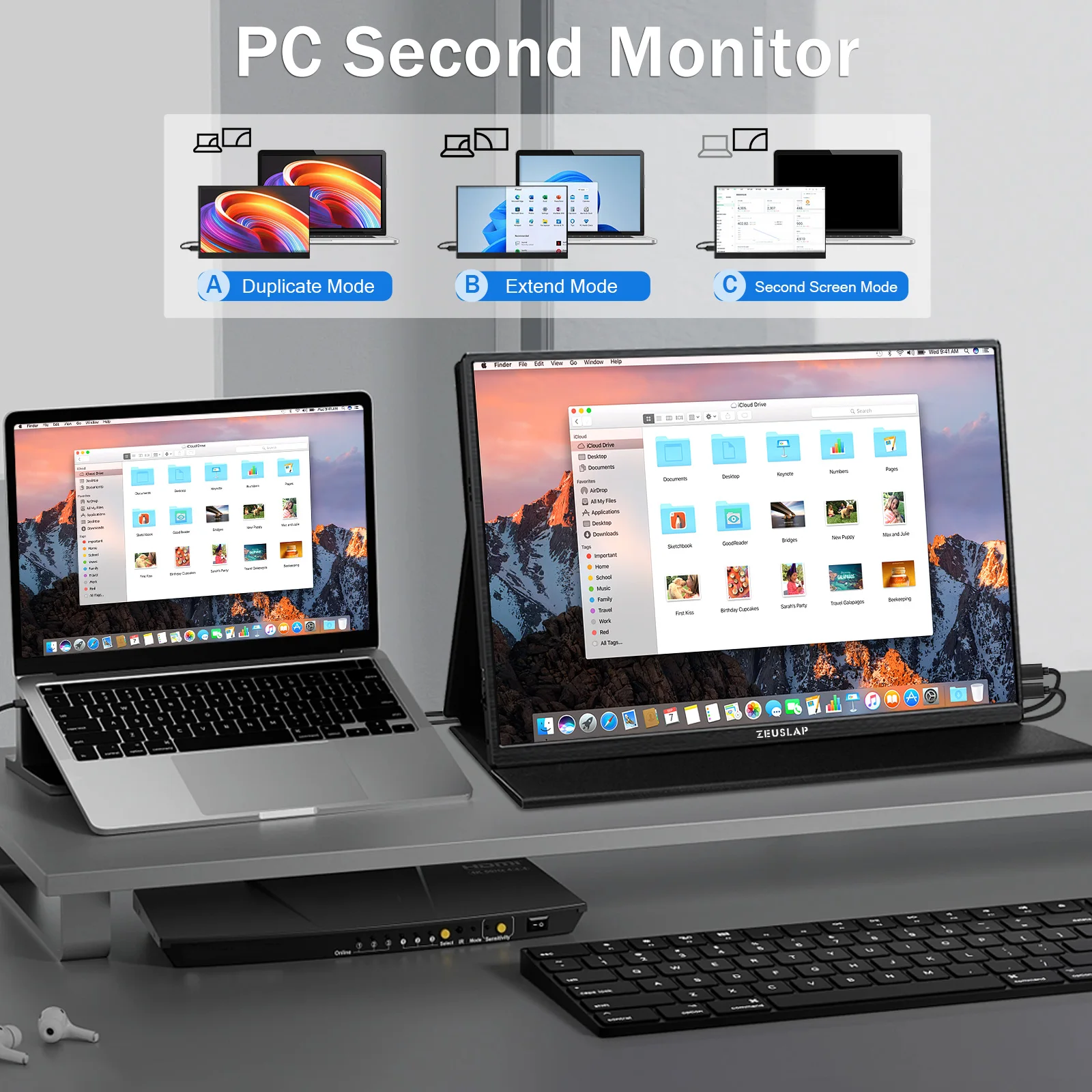 شاشة ZEUSLAP مقاس 16 بوصة تعمل باللمس محمولة 100% sRGB 1200P IPS عرض السفر لمفتاح الكمبيوتر المحمول على سطح البخار PS4 PS5 Xbox