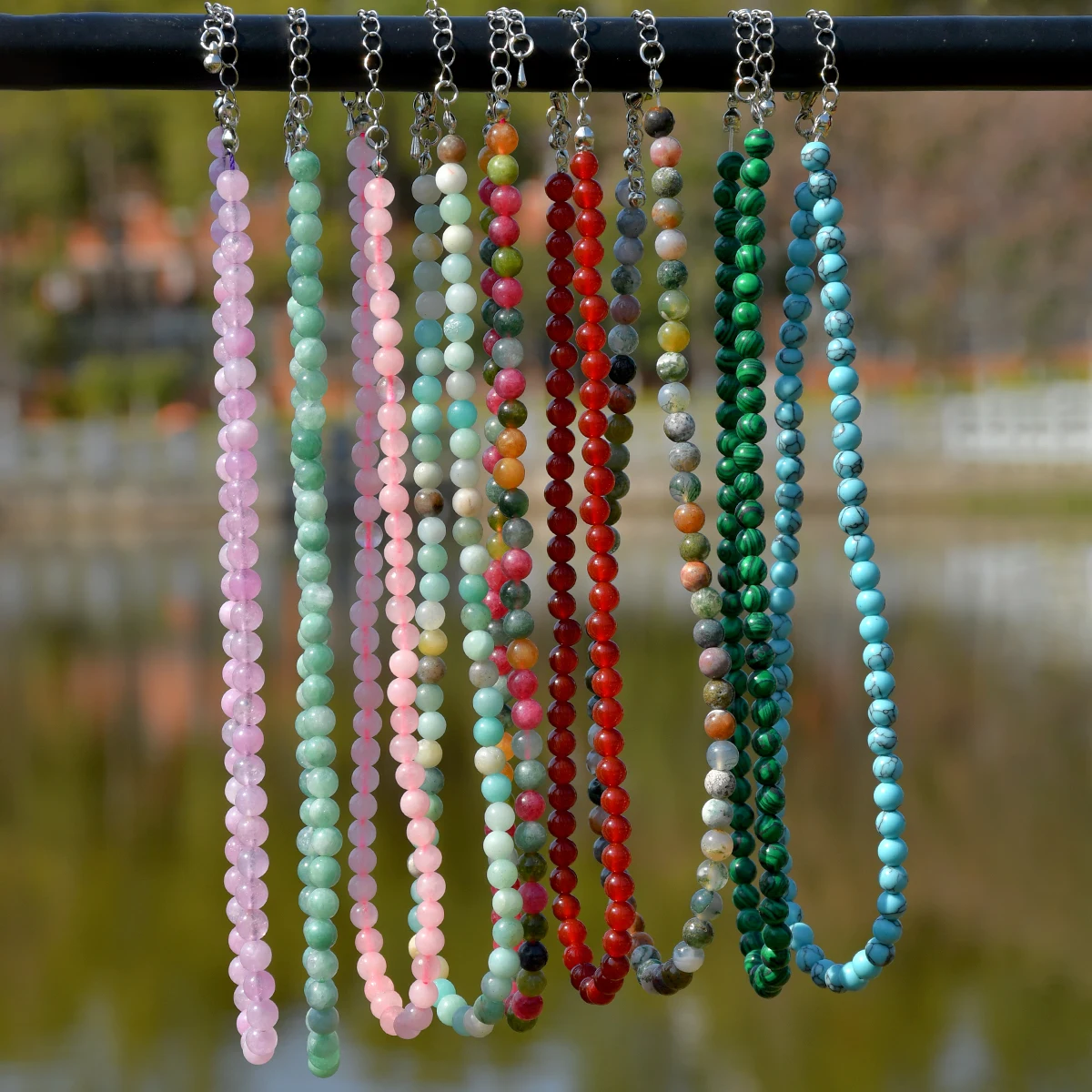 Yumfeel 6mm Natural Stone Necklace Bohemian Colorful Handmade Round Beaded Women Chokers Summer Vacation Beach Surf Jewelry - view 4