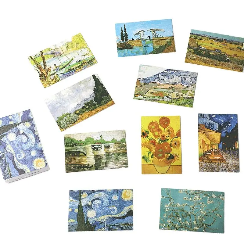 28 Blatt/Set Van Gogh Ölgemälde Lomo DIY Grußkarten Set Blanko Segen Nachricht Geburtstag Briefumschlag Geschenk