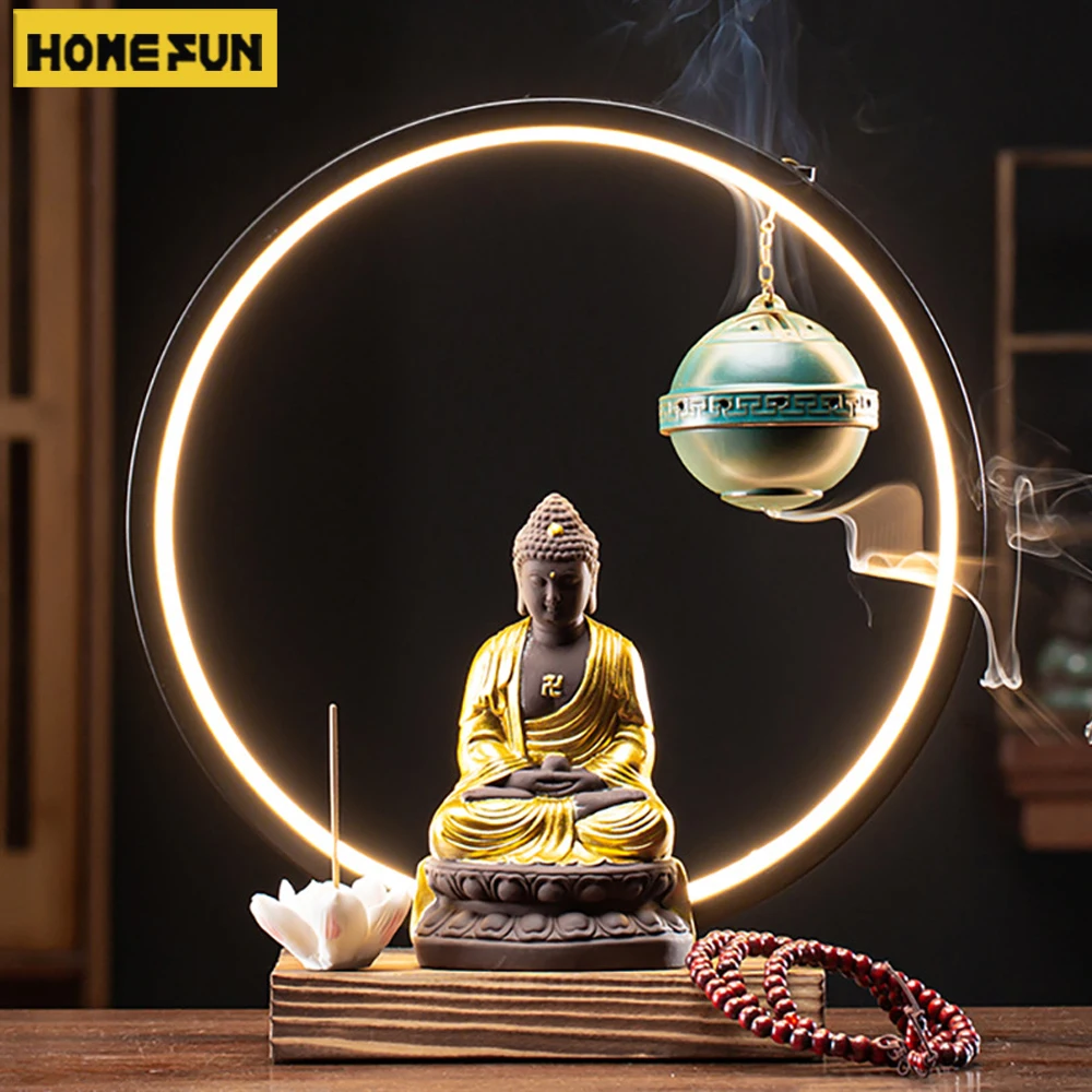 Large Sakyamuni Buddha Statue Buddha Figure Tathagata Buddha Figure Ceramic Lamp Circle Living Room For Incense Porch Home Decor