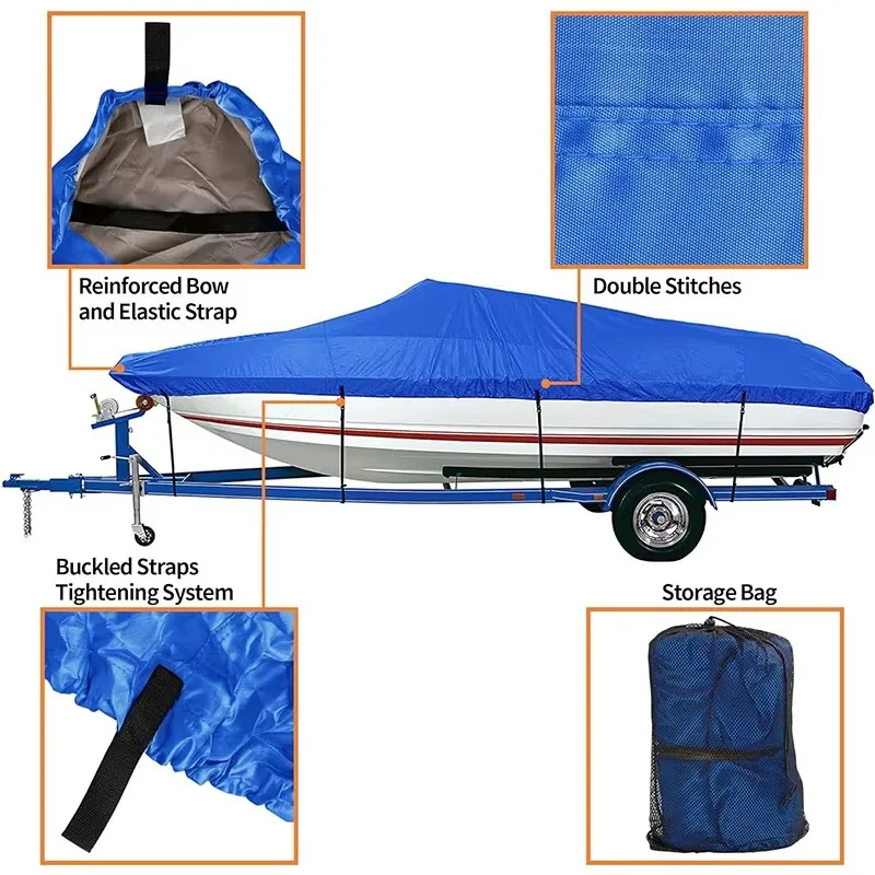 Waterproof Heavy-Duty 17'-19' Towable Boat Cover V-Shaped Hull Professional Fishing Skiing Cover