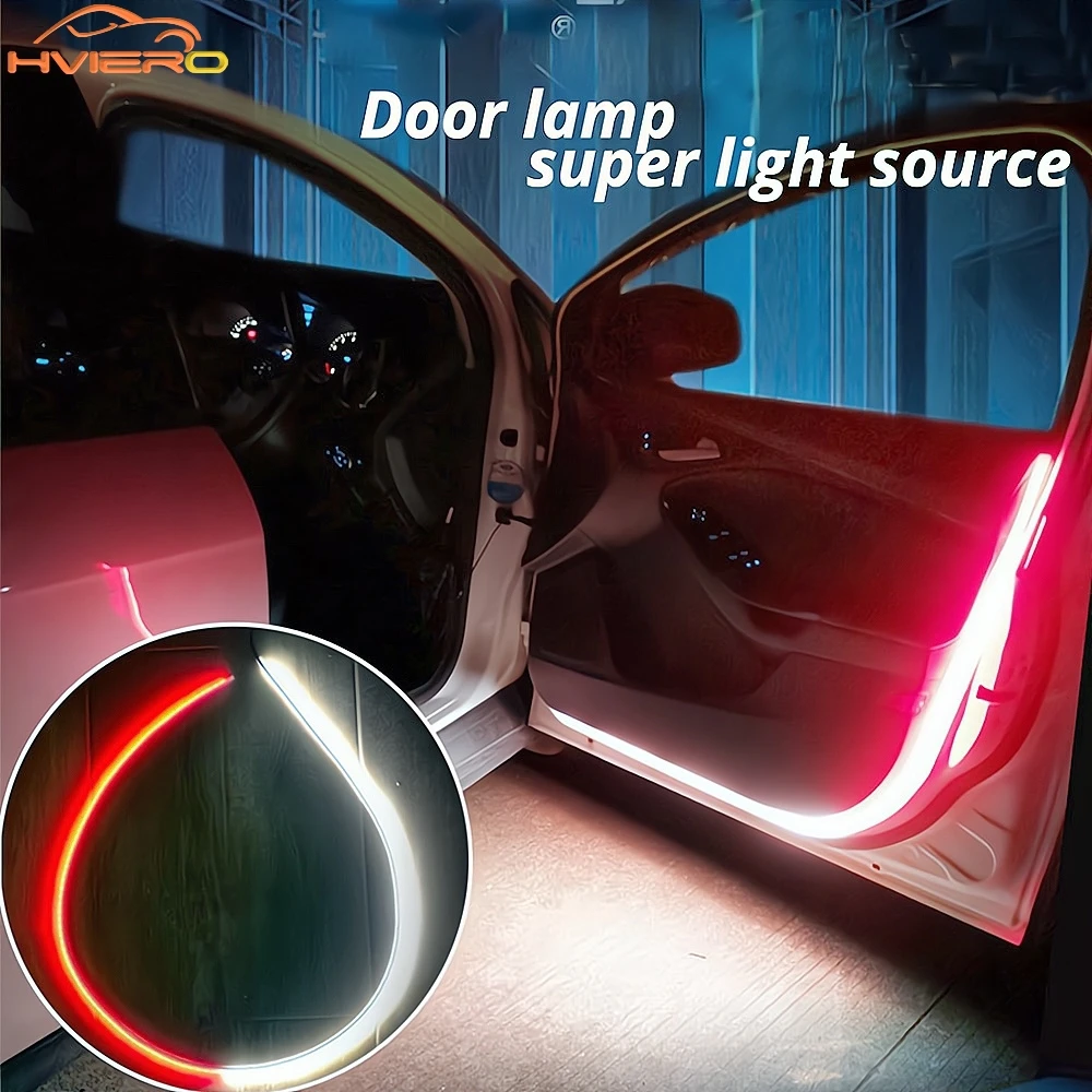 

2/4/10Pcs Car Door Opening Warning Light Anti Collision Strobe Flexible LED 12V Signal Decoration Lamp White Red Flash Led Strip