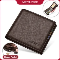 Cartera de hombre de negocios, diseño Simple, plegable, de piel de vaca, de cuero genuino, para tarjetas de crédito, regalos de cumpleaños