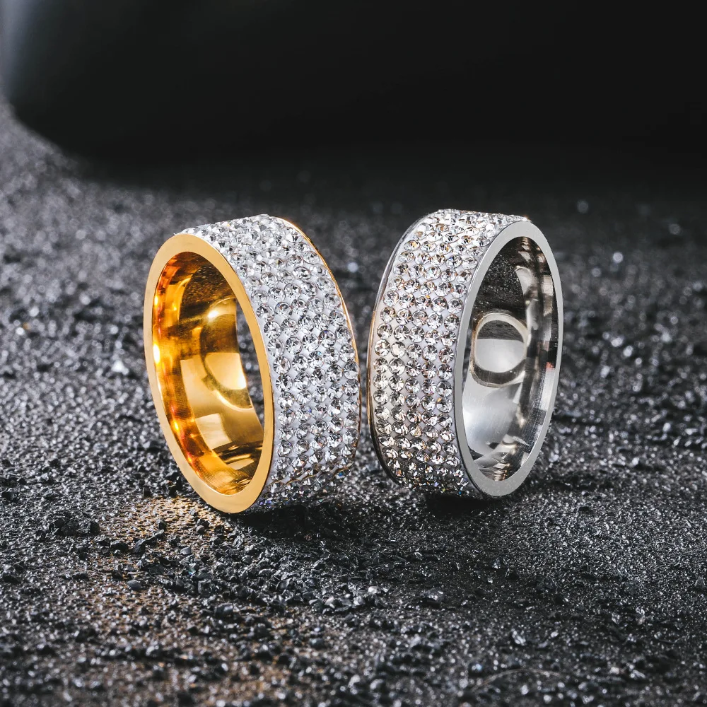 

Hip Hop Iced Out Bling Zircon Ring Gold Silver Color Stainless Steel Wedding Engagement Rings For Men Women Jewelry Gift 2025