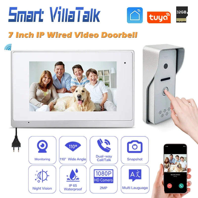 

New Product Explosion 1080P 2M Ethernet interface:RJ45 CAT5/6 video door phone intercom camera with monitor security system