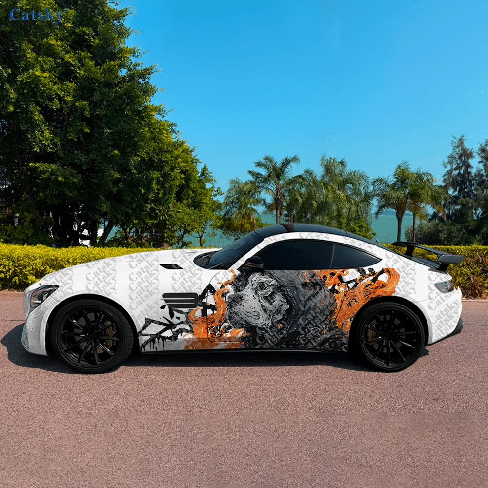 

2 шт. модных наклеек на боковую часть автомобиля с изображением бульдога в шляпе, самоклеящиеся, из водонепроницаемого и устойчивого к царапинам ПВХ, аксессуар для автомобиля, подарок